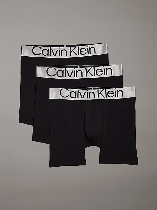 Calvin Klein 3 Pack Boxer Briefs - Steel Cotton 3 Calvin Klein 3 Pack Boxer Briefs - Steel Cotton