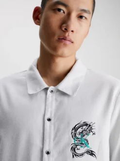 Calvin Klein Cotton Flannel Pyjama Top -Everywear Shop 000NM2576E 6XU alternate2