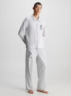 Calvin Klein Cotton Flannel Pyjama Top -Everywear Shop 000NM2576E 6XU alternate3