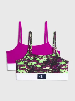 Calvin Klein 2 Pack Girls Bralettes - CK Monogram