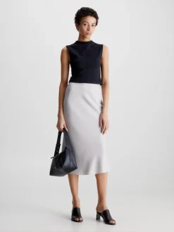 Calvin Klein Leather Heeled Mule Sandals -Everywear Shop HW0HW01628 BEH alternate6