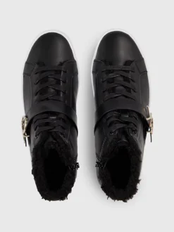 Calvin Klein Leather High-Top Platform Trainers -Everywear Shop HW0HW01667 BEH alternate2