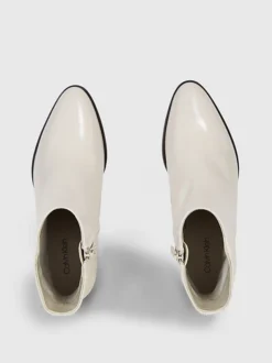 Calvin Klein Leather Heeled Ankle Logo Boots -Everywear Shop HW0HW01701 ACG alternate2