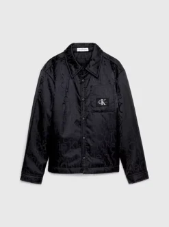 Calvin Klein Relaxed Padded Jacquard Logo Overshirt -Everywear Shop IB0IB01828 BEH alternate4