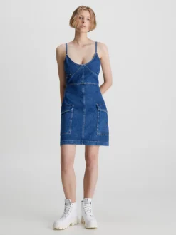 Calvin Klein Fitted Denim Utility Dress