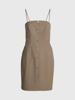 Calvin Klein Cotton Canvas Button-Through Dress 11 Calvin Klein Cotton Canvas Button-Through Dress -Everywear Shop J20J220764 PE5 alternate4