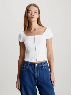 Calvin Klein Cotton Rib Hook And Eye T-shirt