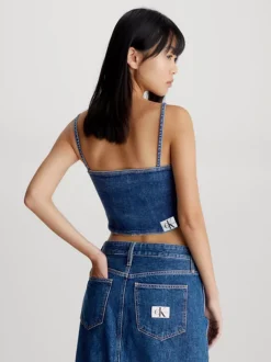 Calvin Klein Denim Zip Up Bralette Top -Everywear Shop J20J221559 1A4 alternate2