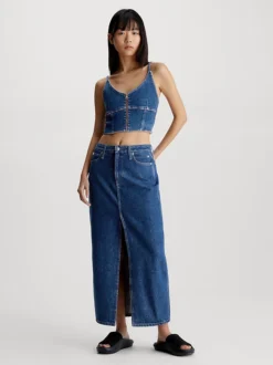 Calvin Klein Denim Zip Up Bralette Top -Everywear Shop J20J221559 1A4 alternate4