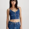 Calvin Klein Denim Zip Up Bralette Top -Everywear Shop J20J221559 1A4 main