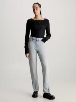 Calvin Klein Button Hem Mom Jeans 12 Calvin Klein Button Hem Mom Jeans -Everywear Shop J20J221793 1AA alternate4