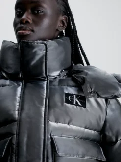 Calvin Klein Liquid Metal Hooded Puffer Jacket -Everywear Shop J20J221878 0GK alternate3