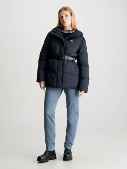 Calvin Klein Nylon Belted Puffer Jacket -Everywear Shop J20J221896 BEH alternate4