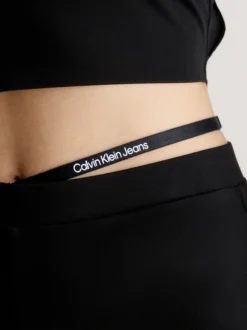 Calvin Klein Strap Detail Flared Jersey Trousers -Everywear Shop J20J221919 BEH alternate2