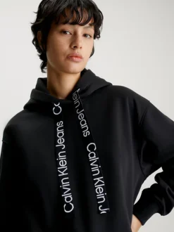 Calvin Klein Oversized Logo Tape Hoodie 11 Calvin Klein Oversized Logo Tape Hoodie -Everywear Shop J20J221942 BEH alternate3