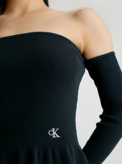 Calvin Klein Off Shoulder Ribbed Knit Dress 9 Calvin Klein Off Shoulder Ribbed Knit Dress -Everywear Shop J20J221988 BEH alternate2