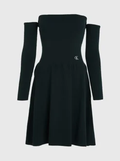 Calvin Klein Off Shoulder Ribbed Knit Dress 11 Calvin Klein Off Shoulder Ribbed Knit Dress -Everywear Shop J20J221988 BEH alternate4