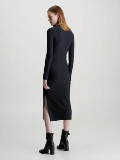 Calvin Klein Split Sleeve Ribbed Maxi Dress 9 Calvin Klein Split Sleeve Ribbed Maxi Dress -Everywear Shop J20J221990 BEH alternate2