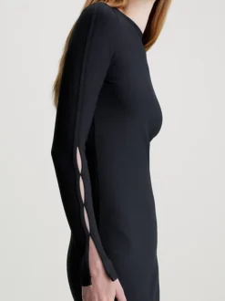 Calvin Klein Split Sleeve Ribbed Maxi Dress 11 Calvin Klein Split Sleeve Ribbed Maxi Dress -Everywear Shop J20J221990 BEH alternate4