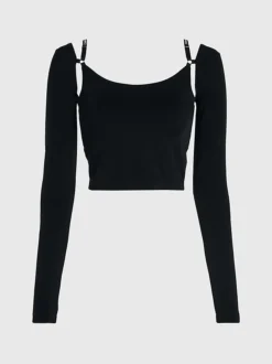 Calvin Klein Strap Detail Long Sleeve Top -Everywear Shop J20J222018 BEH alternate4