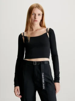 Calvin Klein Strap Detail Long Sleeve Top
