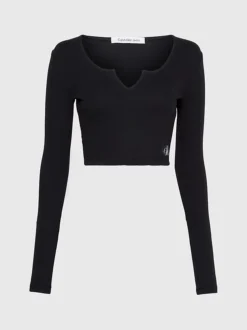 Calvin Klein Slim Ribbed Long Sleeve Top 13 Calvin Klein Slim Ribbed Long Sleeve Top -Everywear Shop J20J222025 BEH alternate5