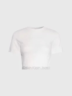 Calvin Klein Slim Cropped Logo Tape T-shirt -Everywear Shop J20J222189 YBI alternate5