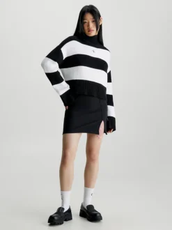 Calvin Klein Slim Ribbed Mini Skirt 12 Calvin Klein Slim Ribbed Mini Skirt -Everywear Shop J20J222190 BEH alternate4