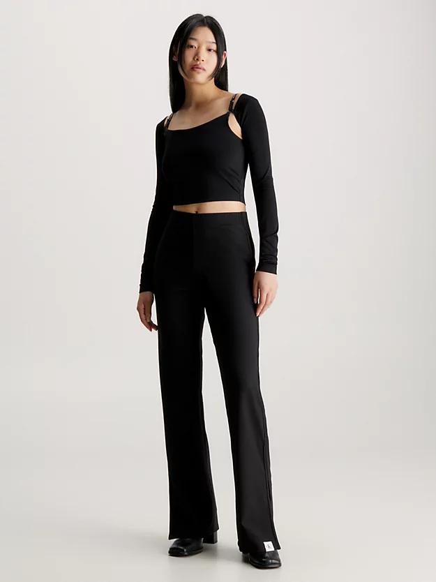 Calvin Klein Straight Ribbed Jersey Trousers 7 Calvin Klein Straight Ribbed Jersey Trousers - Image 5