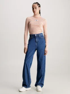 Calvin Klein Fitted Stripe Roll Neck Top -Everywear Shop J20J222246 YBI alternate4