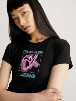 Calvin Klein Slim Cotton Logo T-shirt -Everywear Shop J20J222345 BEH alternate3