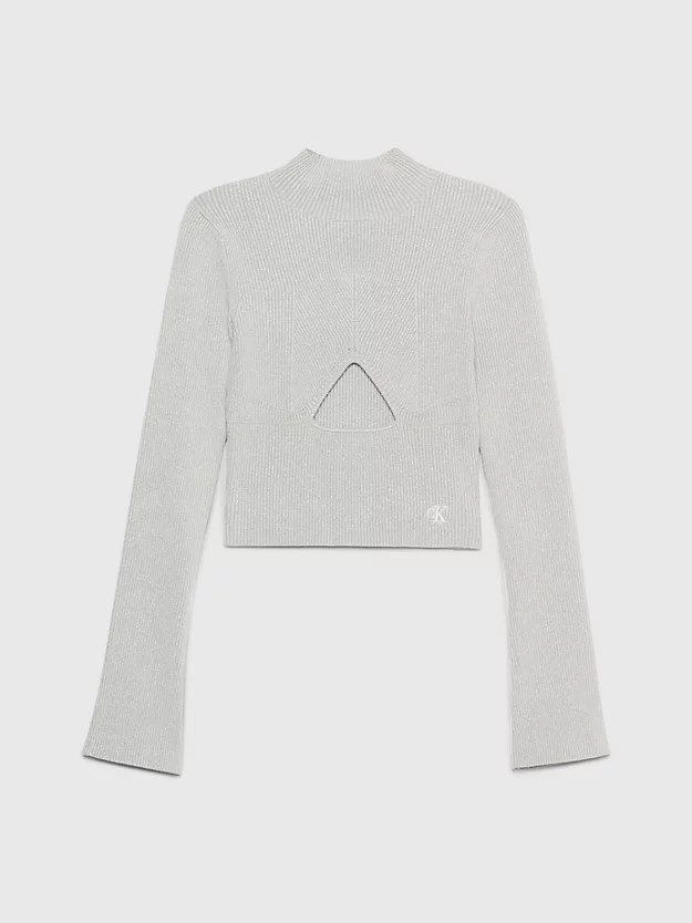 Calvin Klein Metallic Rib-Knit Cut Out Jumper 8 Calvin Klein Metallic Rib-Knit Cut Out Jumper - Image 6