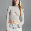 Calvin Klein Metallic Rib-Knit Cut Out Jumper -Everywear Shop J20J222579 PRQ main