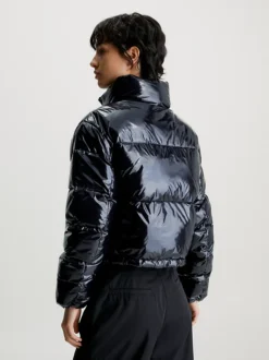 Calvin Klein Cropped High Shine Puffer Jacket -Everywear Shop J20J222710 BEH alternate2