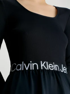 Calvin Klein Logo Tape Skater Dress -Everywear Shop J20J222714 BEH alternate3