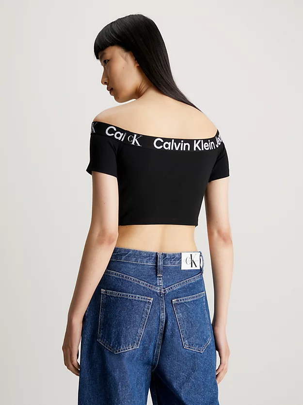Calvin Klein Milano Logo Tape Off-Shoulder Top 4 Calvin Klein Milano Logo Tape Off-Shoulder Top - Image 2