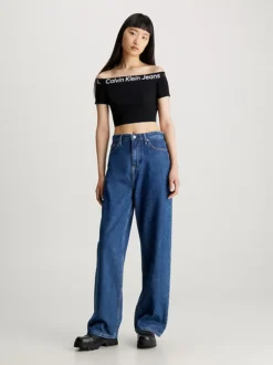 Calvin Klein Milano Logo Tape Off-Shoulder Top 10 Calvin Klein Milano Logo Tape Off-Shoulder Top -Everywear Shop J20J223010 BEH alternate3