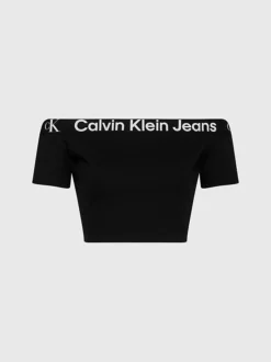 Calvin Klein Milano Logo Tape Off-Shoulder Top 11 Calvin Klein Milano Logo Tape Off-Shoulder Top -Everywear Shop J20J223010 BEH alternate4