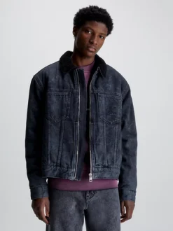 Calvin Klein Zip Up Sherpa Denim Jacket