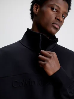 Calvin Klein Oversized Zip Neck Sweatshirt 11 Calvin Klein Oversized Zip Neck Sweatshirt -Everywear Shop J30J324149 BEH alternate3