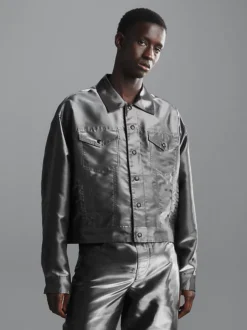 Calvin Klein Relaxed Metallic Trucker Jacket
