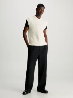 Calvin Klein Wool Blend Cable Knit Vest -Everywear Shop K10K111571 YAH alternate4