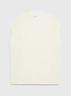 Calvin Klein Wool Blend Cable Knit Vest -Everywear Shop K10K111571 YAH alternate5