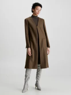 Calvin Klein Wool Blend Collarless Coat