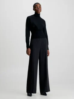 Calvin Klein Structured Twill Wide Leg Trousers -Everywear Shop K20K205958 BEH alternate4