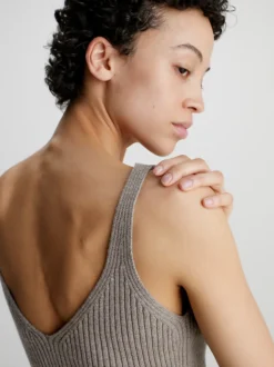 Calvin Klein Slim Wool Ribbed Slip Dress -Everywear Shop K20K205975 P9X alternate2