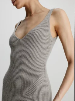 Calvin Klein Slim Wool Ribbed Slip Dress -Everywear Shop K20K205975 P9X alternate3