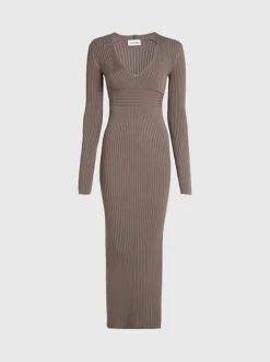 Calvin Klein Slim Ribbed Midi Dress -Everywear Shop K20K205997 PKO alternate5