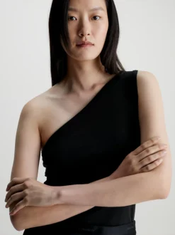 Calvin Klein Slim Modal One Shoulder Top -Everywear Shop K20K206267 BEH alternate3