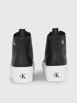Calvin Klein Leather Platform High-Top Trainers -Everywear Shop YW0YW01180 BEH alternate3